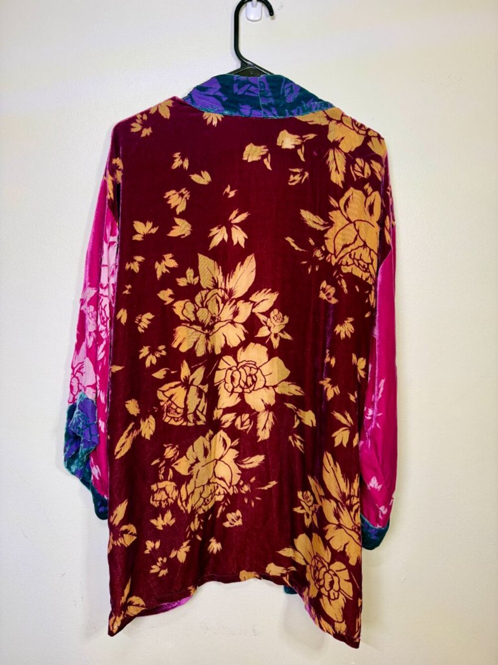 Johnny Was Jade Velvet Floral Kimono Jacket Multicolor Open Front - Picture 5 of 5